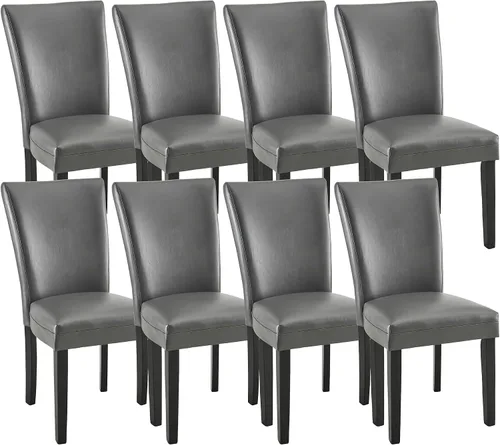 Miniatura 18 de LEEMTORIG Juego de 2 sillas de comedor de piel sintética modernas de mediados de siglo, sillas Parsons tapizadas de lujo con patas de madera maciza