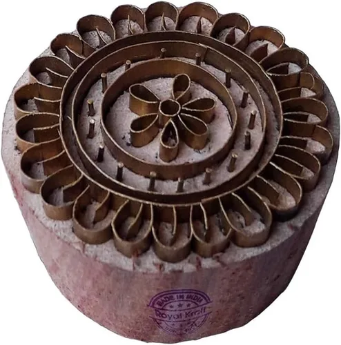 Miniatura 43 de Sello de Arcilla de Madera con Patrón de Loto de Latón para Impresión Rural BSCtag001