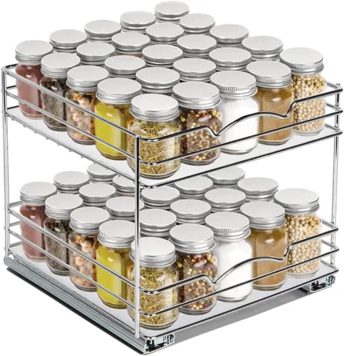 Miniatura 14 de Organizador de especias para gabinete, estante de especias extraíble para armarios de cocina superior, para especias, salsas, alimentos enlatados