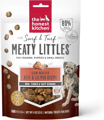 The Honest Kitchen Human Grade Surf & Turf Meaty Littles: Receta de Carne y Salmón, Bolsa de 4 oz