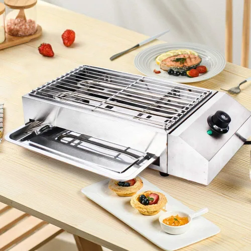 Miniatura 9 de Planchas eléctricas, parrilla de acero inoxidable, sin humo, sartén para horno sin humo, multifuncional, calefacción de mesa para fiestas, hogar