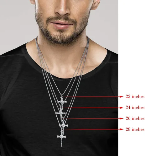 Miniatura 6 de Miabella Collar con colgante de cruz de cuerda italiana, cadena de rodio o oro amarillo de 18 quilates sobre plata de ley 925, fabricado en Italia