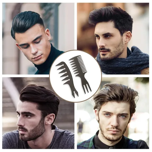 Miniatura 7 de URAQT Juego de 6 peines de pelo de dientes anchos, peinado profesional y peine de pompadour con púas húmedas, peine antiestático para hombres y 6
