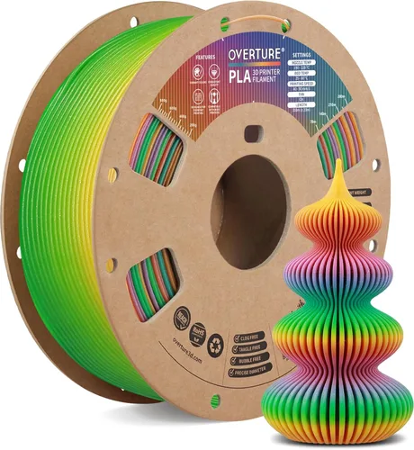 Miniatura 40 de OVERTURE - Paquete de filamento de seda PLA, sin obstrucciones, brillante, filamento metálico brillante para impresora 3D, carrete de 1 kg * 4