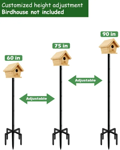 Miniatura 3 de Kit de montaje en poste de casa de pájaros de 75 pulgadas de Mokeyder, poste de comedero para pájaros ajustable resistente para exteriores, juego