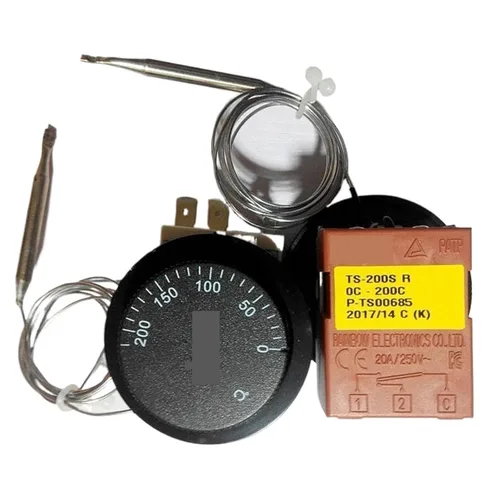TGHCHHCE 1pcs Rainbow 3 Pins Mechanical Thermostat Temperature Switch Adjustable Controller TS-200S R 0-200°C Celsius