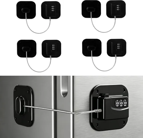 Miniatura 10 de Cerradura de refrigerador, cerraduras de refrigerador para niños, cerradura de congelador con combinación para refrigeradores, cajones, armarios