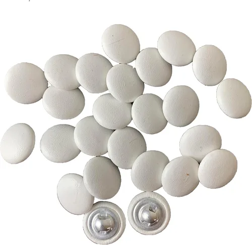 Miniatura 47 de Heyiwell 30 botones redondos cubiertos de cuero con vástago de metal, para vestidos de novia, camisas, vestidos, manualidades de costura (beige, mm)
