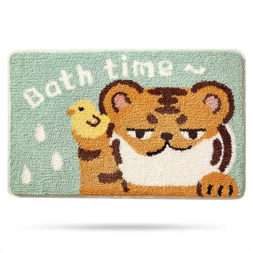 Miniatura 14 de Molesun Alfombra de baño bonita, alfombra de ducha de microfibra de felpa antideslizante, absorbente de agua, divertidos tapetes de animales