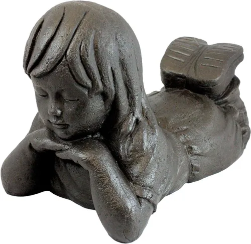 Miniatura 44 de Emsco Group 92246 Estatua de niño soñando despierto – Aspecto natural – Hecha de resina – Ligera – 40 cm de altura para jardín, BRONCE