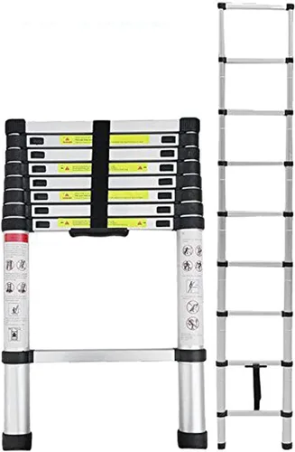 Miniatura 14 de Escalera telescópica plegable de aluminio 5+6 con pasamanos, pedal ancho de seguridad, carga máxima de 330 libras, plegable, fácil de almacenar