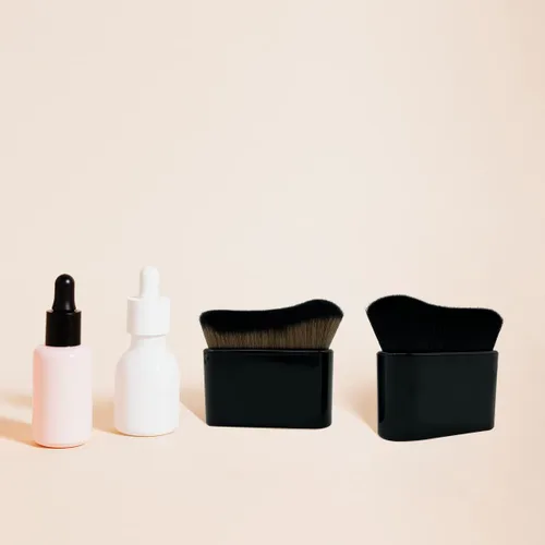 Miniatura 3 de 2 brochas de bronceado corporal, brocha de maquillaje de sirena, brocha grande de maquillaje para base Kabuki para maquillaje de cara bronceada Negro
