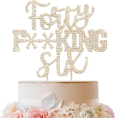Miniatura 12 de LINGTEER Veintiún divertidos adornos dorados para tartas con diamantes de imitación – Saludos a los 21 años de edad, decoración de centros de mesa