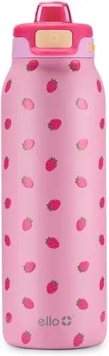 Miniatura 33 de Ello Pop & Fill Insulated Stainless Steel Water Bottle with Quick Fill Lid, Leakproof Locking, Sip or Chug Spout, BPA-Free, Double Wall Vacuum Negro