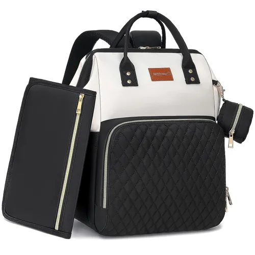 Miniatura 10 de ROSEGIN Mochila para pañales con cambiador, funda para chupete, bolsa de bebé para niños y niñas pequeños - grande, elegante, bolsa de pañales