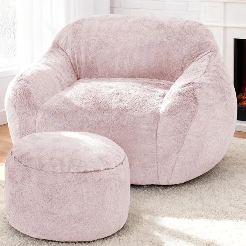 Miniatura 12 de Puf gigante para adultos, sillas grandes de espuma viscoelástica, sofá puff de gran tamaño con relleno, silla de lectura grande de piel sintética