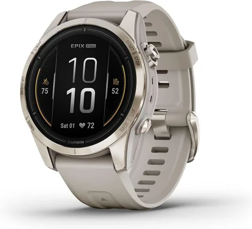 Garmin epix Pro (Gen 2) Edición Zafiro, 42mm, Reloj inteligente de alto rendimiento, Tecnología de entrenamiento avanzada, Linterna incorporada, Oro