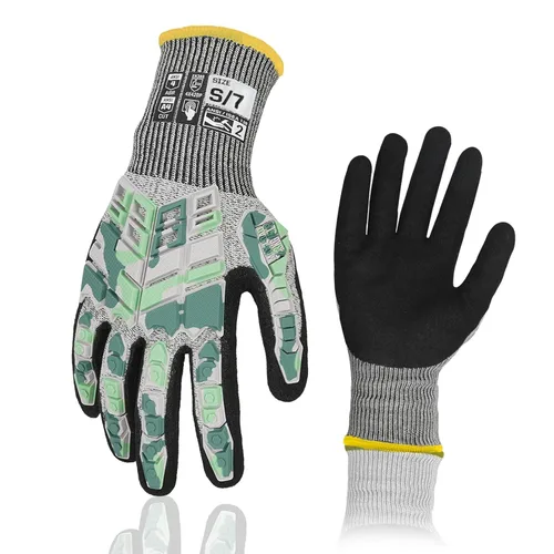 Miniatura 29 de 2 pares de guantes de trabajo de seguridad, guantes de impacto para hombres y mujeres, resistentes a los cortes, antideslizantes, de trabajo pesado