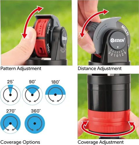 Miniatura 8 de Eden 94152 PRO - Trípode telescópico de peso pesado (5.37 libras) Aspersor de accionamiento turbo multipatrón, con kit de inicio de conexión rápida