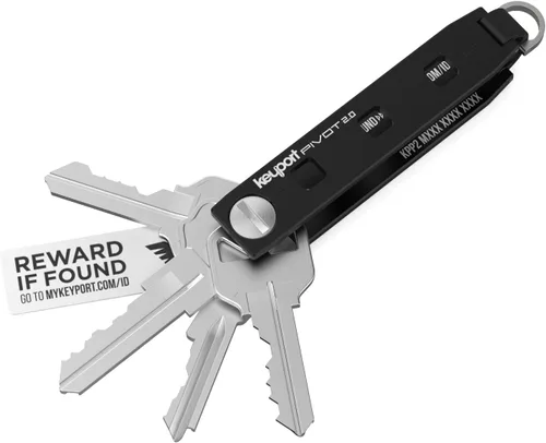 Keyport Pivot 2.0 Organizador de Llaves - Porta Llaves EDC con Accesorio para Llavero de Coche y Servicio de Perdido y Encontrado - Diseño Modular