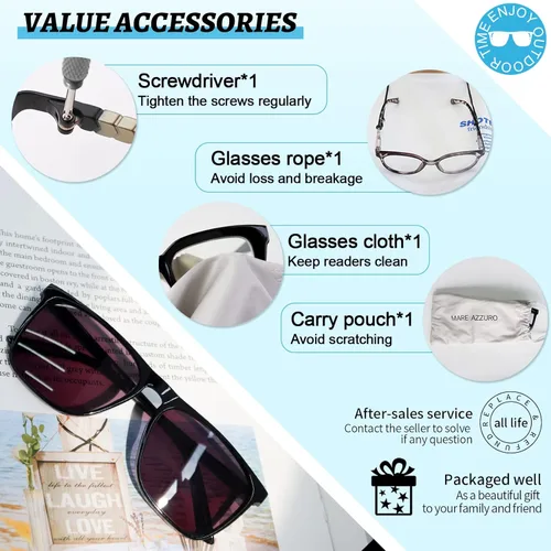 Miniatura 6 de MARE AZZURO Gafas de sol polarizadas negras para hombre, de gran tamaño, para conducción, pesca, ciclismo, protección UV400