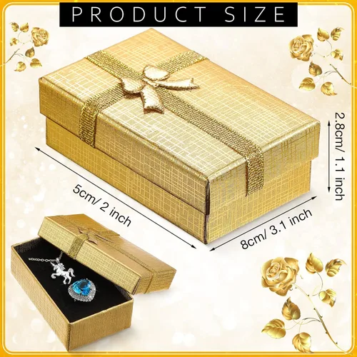 Miniatura 2 de Juego de 72 cajas de regalo de joyería, cajas de regalo pequeñas, cajas de cartón de papel, cajas de regalo vacías con tapas, lazo para anillos