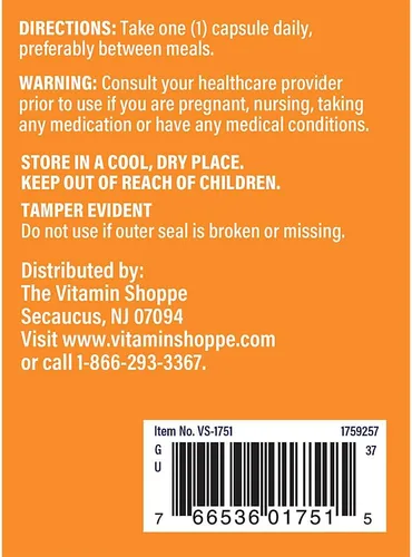 Miniatura 3 de The Vitamin Shoppe La acetil-L-carnitina 500mg apoya la memoria cerebral saludable (240 cápsulas)