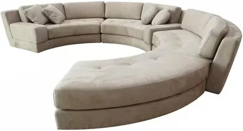 Miniatura 6 de Stendmar Juego de sofá seccional curvado de tela de microfibra redonda semicircular de 160 pulgadas S606 (microfibra, beige)