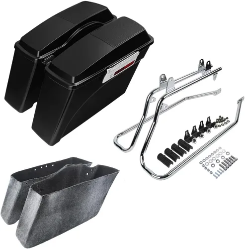 Miniatura 29 de Kit de soporte de conversión para alforjas extendidas de 4" TCMT, compatible con Harley Heritage Softail Fatboy FLSTF Breakout 1984-2017, negro