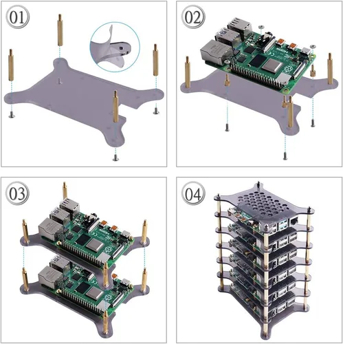 Miniatura 3 de GeeekPi Estuche de 6 capas con disipadores de calor apilable para Raspberry Pi 4/3/2 Modelo B, Raspberry Pi 3 Modelo B+ (marrón)