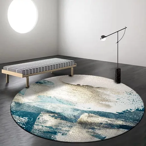 Miniatura 13 de Tapete redondo de mármol verde esmeralda, lavable, pequeño círculo, para dormitorio, sala de estar, alfombra moderna abstracta circular, 2 pies