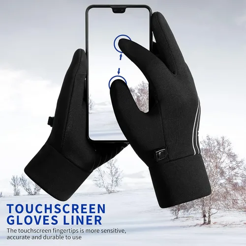Miniatura 2 de Achiou Guantes de invierno para correr para hombres y mujeres, guantes ligeros para pantalla táctil, forros, guantes térmicos cálidos para ciclismo