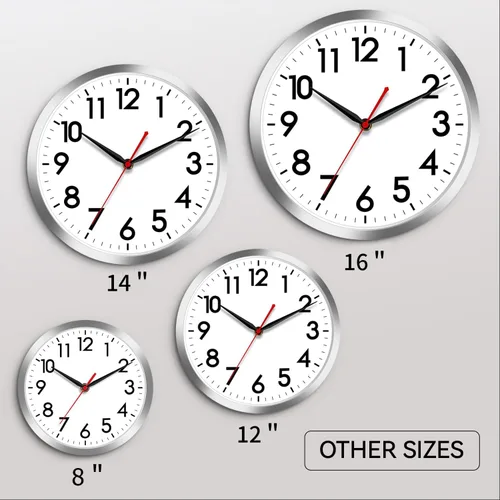 Miniatura 2 de AKCISOT Reloj de pared silencioso de 10 pulgadas, funciona con pilas, sin tictac, moderno reloj plateado decorativo para cocina, baño, dormitorio