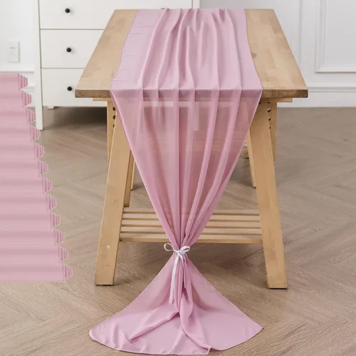 Miniatura 20 de Paquete de 2 caminos de mesa de gasa de 10 pies de 29 x 120 pulgadas, camino de mesa romántico transparente para boda, fiesta de cumpleaños