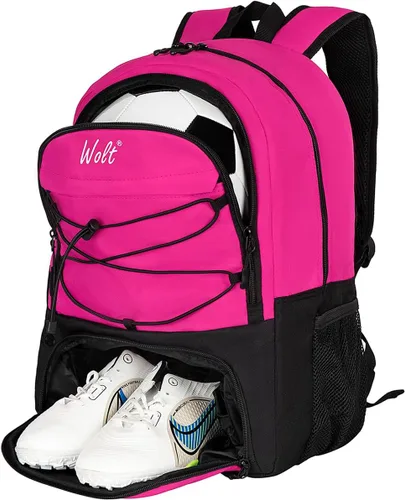 Miniatura 15 de WOLT - Mochila para balón de fútbol juvenil, bolsa deportiva con soporte para balón y compartimento para zapatos, para fútbol, fútbol americano