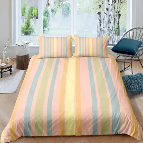Miniatura 6 de Jingzhang Juego de ropa de cama de teñido anudado colorido mármol adolescente niña ropa de cama acuarela pastel rosa azul púrpura juego de funda