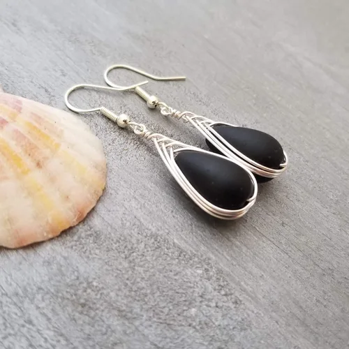 Miniatura 38 de Yinahawaii Handmade Sea Glass Earrings, Hawaiian Jewelry, Wire Braided Earrings Teardrop Earrings, Beach Jewelry Sea Glass Jewelry For Women Cobalt