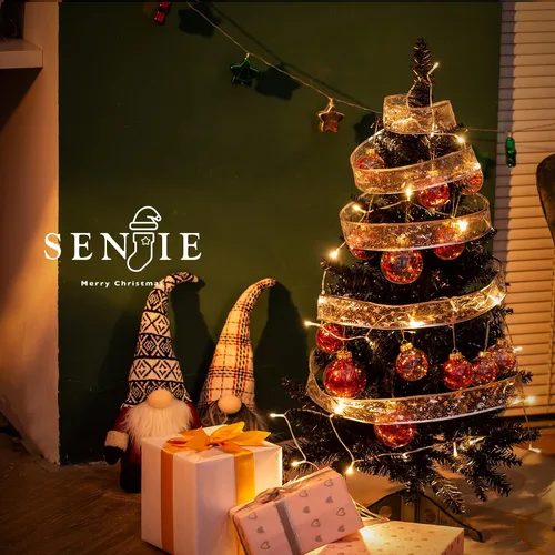 Miniatura 7 de Árbol de Navidad pequeño de 4 pies, árbol artificial mini de Navidad para decoración de Navidad y Halloween, árbol de Navidad artificial en negro