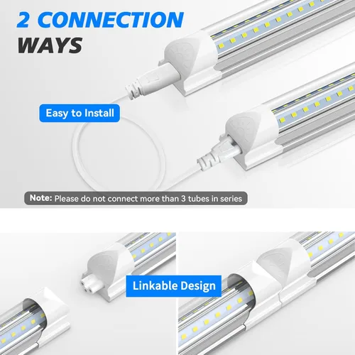Miniatura 3 de SHOPLED Luz LED de tienda de 8 pies, 100 W, 15000 lúmenes, 5000 K, luz blanca, en forma de V, tubo LED T8, luces LED de tienda de 8 pies