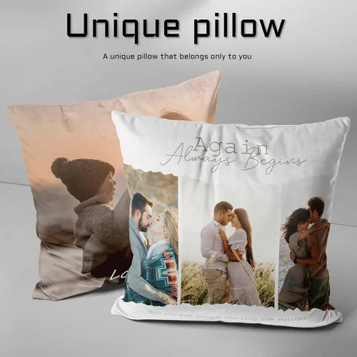 Miniatura 4 de Almohada personalizada con foto y texto - Regalo conmemorativo personalizado para la familia, aniversario, boda, almohada decorativa de 16 x 16