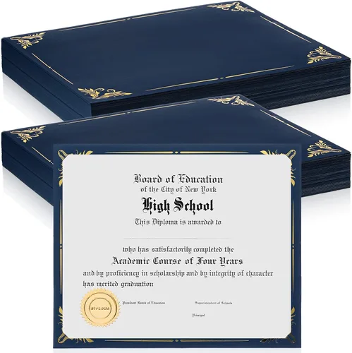 Fainne 100 unidades de papel de aluminio para certificados, 8.5 x 11 pulgadas, cubierta de diploma de premio de una sola cara para cartulina, papel