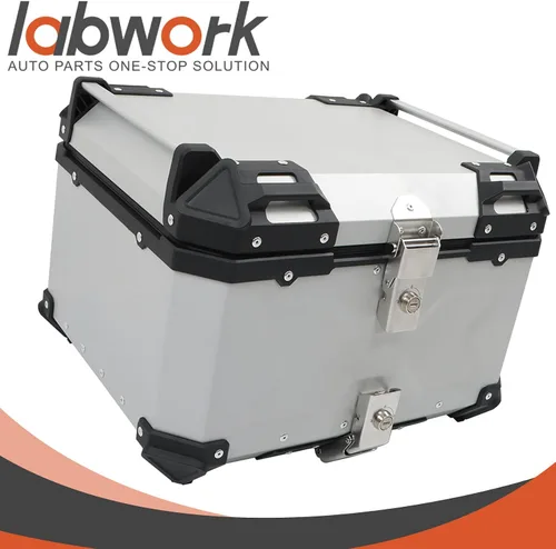 Miniatura 2 de labwork 55L Caja de Equipaje Superior para Motocicleta con Respaldo y Placa de Montaje, Aluminio Duro Resistente al Agua con Cerradura de Seguridad
