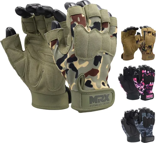 Miniatura 10 de MRX - Guantes de entrenamiento para hombres y mujeres, transpirables, guantes de ejercicio ajustados para levantamiento de pesas, ciclismo, negro