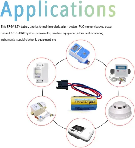 Miniatura 6 de 2 baterías PLC ER17330V/3.6V 1700mAh A6BAT MR-BAT con enchufe para sistema CNC FANUC