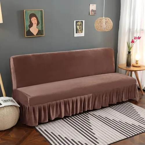 Miniatura 2 de Funda para futón de felpa gruesa sin brazos, de terciopelo elástico, funda para sofá cama, funda suave para sofá, futón, protector de muebles