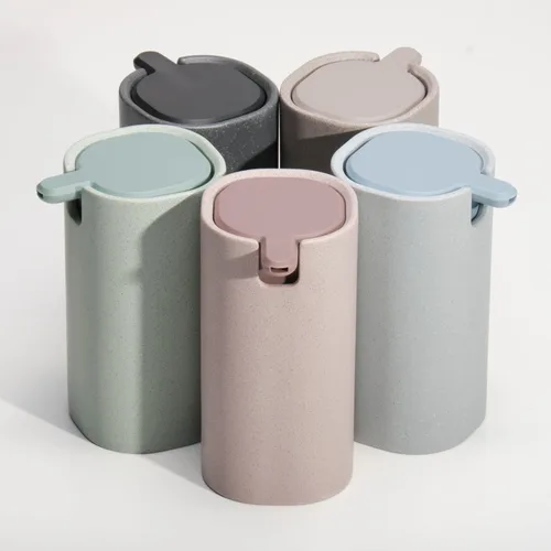Miniatura 2 de LINE+ARC Moderno Dispensador de Jabón Fácil de Presionar (Ártico). Lindo Dispensador de Loción Líquida para Baño, Cocina y Fregadero en Mármol Azul