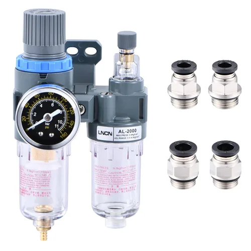Miniatura 8 de Filtro de aire de compresor de 1/4 pulgadas Regulador de presión Filtro separador de trampa de agua y aceite con copa lubricante AFC2000 1/4 "Filtro
