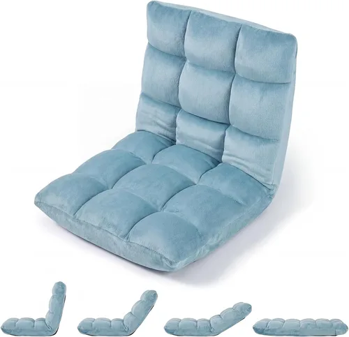 Miniatura 17 de Giantex Silla de suelo con soporte de espalda, 14 posiciones ajustables, cama plegable acolchada, sofá reclinable, sillas de suelo plegables
