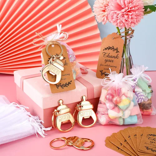 Miniatura 7 de CHENGU Abridores de Botellas Pop para Recuerdos de Baby Shower para Invitados, Decoraciones de Abrebotellas y Souvenirs con Bolsas de Organza