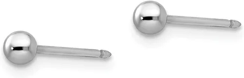 Miniatura 2 de Aretes de oro amarillo de 14 quilates de oro blanco de 0.118 in de bola de 0.118 in, Metal